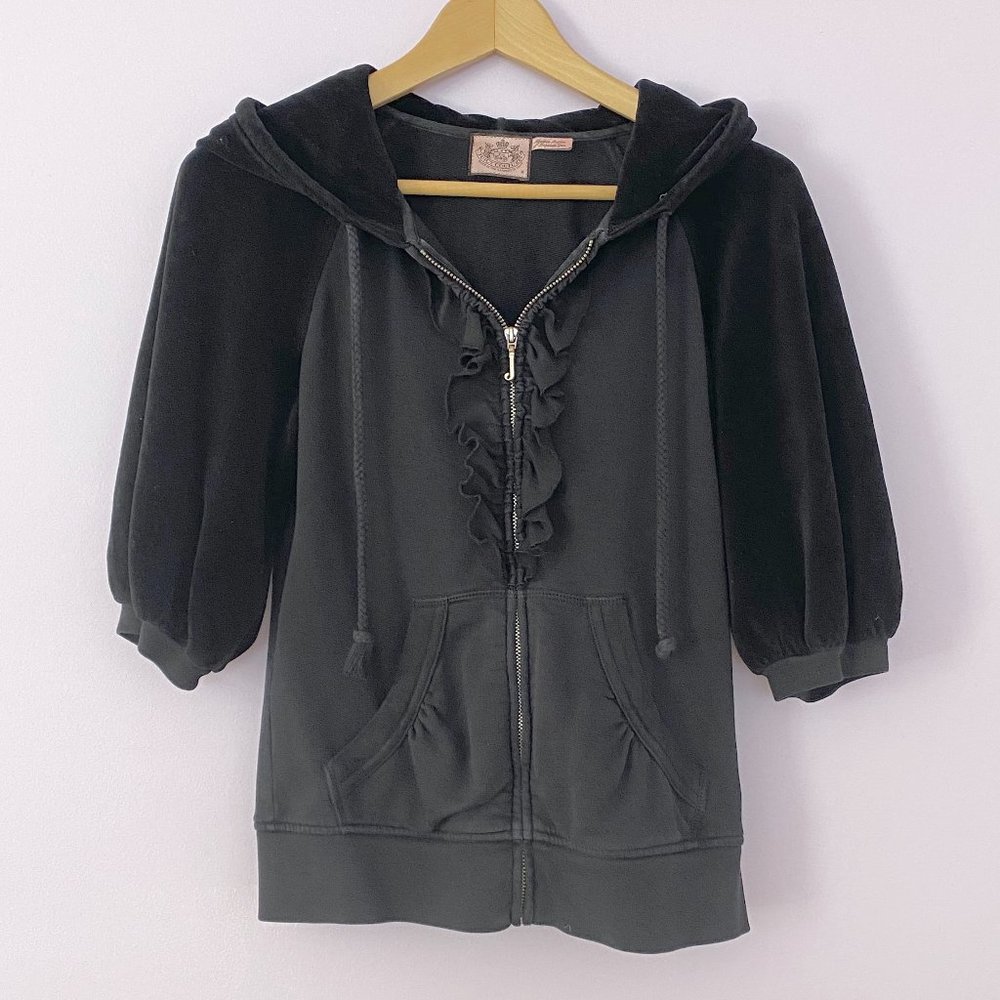 Juicy Couture Black Half Sleeve Zip Jacket Size M